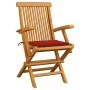 Sillas de jardín 6 uds madera maciza de teca con cojines rojos de , Sillas de jardín - Ref: Foro24-3062547, Precio: 464,18 €,...
