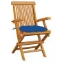 Sillas de jardín 6 uds madera maciza de teca con cojines azules by , Garden chairs - Ref: Foro24-3062566, Price: 452,24 €, Di...
