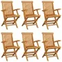 Sillas de jardín 6 uds madera maciza de teca con cojines azules by , Garden chairs - Ref: Foro24-3062566, Price: 452,24 €, Di...