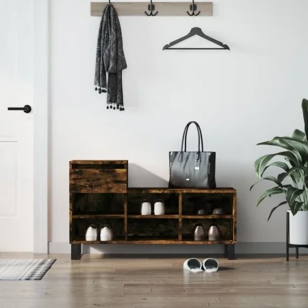 Mueble zapatero madera contrachapada roble ahumado 102x36x60 cm de , Zapateros y organizadores de calzado - Ref: Foro24-83137...