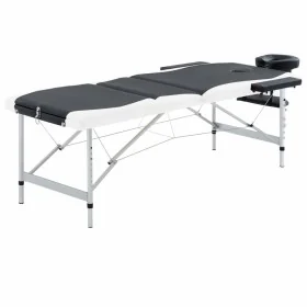 Camilla de masaje plegable 3 zonas aluminio negro y blanco von , Massageliegen - Ref: Foro24-110236, Preis: 157,23 €, Rabatt: %