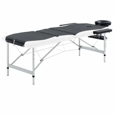 Camilla de masaje plegable 3 zonas aluminio negro y blanco de , Mesas de masaje - Ref: Foro24-110236, Precio: 157,23 €, Descu...