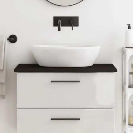 Encimera baño madera maciza tratada marrón oscuro 80x30x2 cm de , Encimeras - Ref: Foro24-3156209, Precio: 34,07 €, Descuento: %