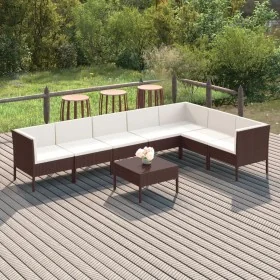 Set muebles de jardín 8 pzas y cojines ratán sintético marrón by , Garden sets - Ref: Foro24-3094427, Price: 689,22 €, Discou...