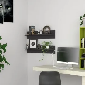 Estante de pared 2 uds madera contrachapada gris 80x11,5x18 cm by , Shelves and shelves - Ref: Foro24-807337, Price: 19,18 €,...