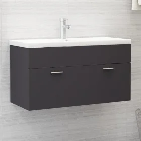 Armario para lavabo madera contrachapada gris 90x38,5x46 cm by , Bathroom furniture - Ref: Foro24-804667, Price: 48,81 €, Dis...