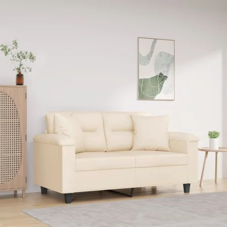 Sofá de 2 plazas con cojines tela de microfibra beige 120 cm by , Sofas - Ref: Foro24-3200970, Price: 263,22 €, Discount: %