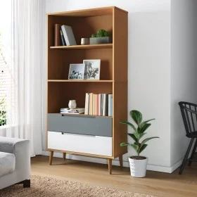 Librería MOLDE madera maciza de pino marrón 85x35x170,5 cm by , Bookcases and shelves - Ref: Foro24-350540, Price: 113,05 €, ...