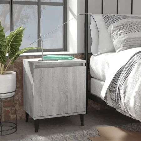 Mesitas de noche con patas de metal gris Sonoma 40x30x50 cm von , Nachttische - Ref: Foro24-813119, Preis: 57,49 €, Rabatt: %