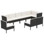 Set de muebles de jardín 9 pzas cojines ratán sintético negro by , Garden sets - Ref: Foro24-3094404, Price: 826,26 €, Discou...