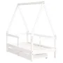 Estructura cama niños con cajones madera pino blanco 70x140 cm by , Cribs and beds for children - Ref: Foro24-834472, Price: ...