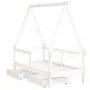 Estructura cama niños con cajones madera pino blanco 70x140 cm by , Cribs and beds for children - Ref: Foro24-834472, Price: ...