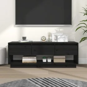 Mueble de TV de madera maciza de pino negro 110,5x34x40 cm von , TV-Möbel - Ref: Foro24-813848, Preis: 80,45 €, Rabatt: %
