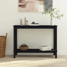 Mesa consola madera maciza de pino negro 110x40x80 cm by , Side tables - Ref: Foro24-822286, Price: 130,53 €, Discount: %
