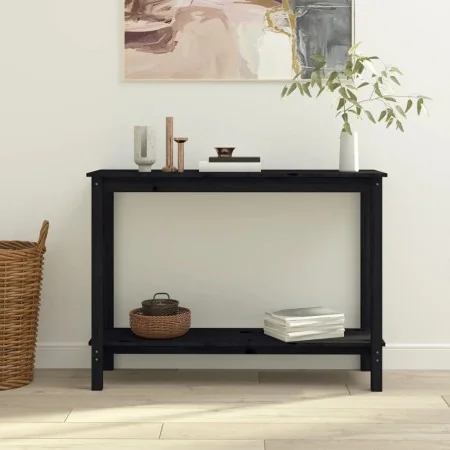 Mesa consola madera maciza de pino negro 110x40x80 cm by , Side tables - Ref: Foro24-822286, Price: 130,53 €, Discount: %