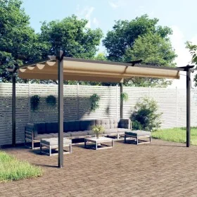 Cenador de jardín con techo retráctil gris taupé 4x3 m von , Zelte und Pavillons - Ref: Foro24-318539, Preis: 520,63 €, Rabat...