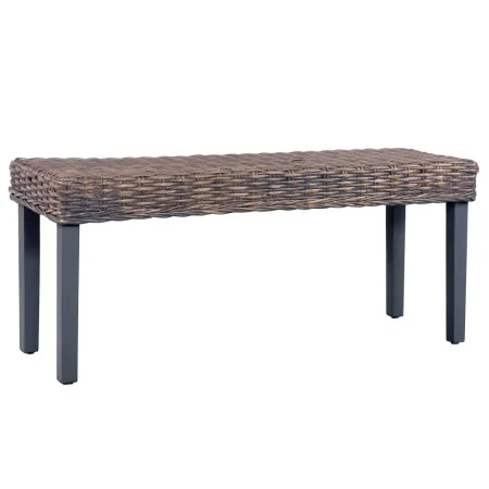 Banco de ratán kubu y madera maciza de mango gris 110 cm von , Ess- und Küchenbänke - Ref: Foro24-285789, Preis: 86,56 €, Rab...