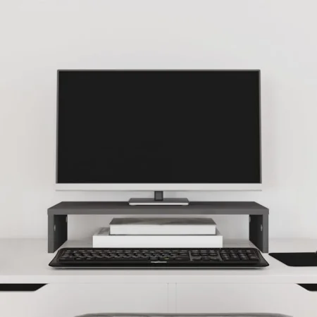 Soporte de monitor madera maciza de pino gris 50x27x10 cm by , Computer bases and risers - Ref: Foro24-813946, Price: 25,70 €...