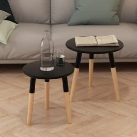 Set de mesas auxiliares 2 unidades madera maciza de pino negro by , Side tables - Ref: Foro24-244735, Price: 67,57 €, Discoun...