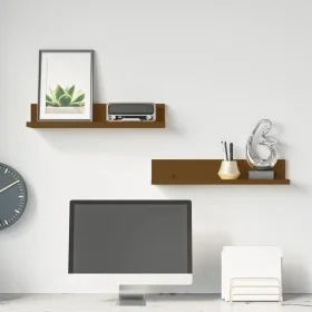 Estantes de pared 2 uds madera de pino marrón miel 50x11x9 cm by , Shelves and shelves - Ref: Foro24-823602, Price: 18,83 €, ...