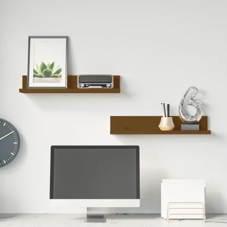 Estantes de pared 2 uds madera de pino marrón miel 50x11x9 cm by , Shelves and shelves - Ref: Foro24-823602, Price: 18,83 €, ...