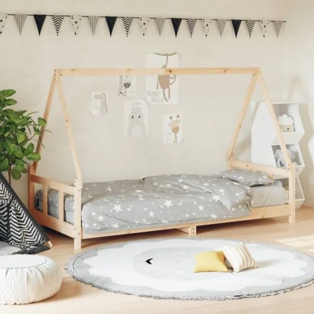 Estructura de cama para niños madera maciza de pino 90x200 cm by , Cribs and beds for children - Ref: Foro24-834453, Price: 1...