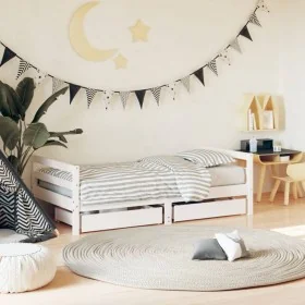 Estructura cama infantil y cajones madera pino blanco 80x160 cm by , Cribs and beds for children - Ref: Foro24-834445, Price:...