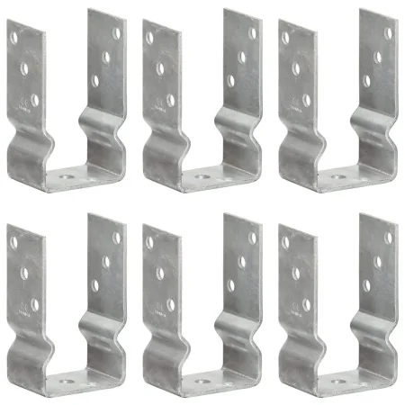 Anclajes de valla 6 uds acero galvanizado plateado 8x6x15 cm von , Spikes zur Verankerung im Boden - Ref: Foro24-145330, Prei...