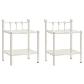 Mesitas de noche 2 unidades metal vidrio blanco y transparente by , Nightstands - Ref: Foro24-325078, Price: 83,48 €, Discoun...