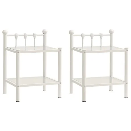 Mesitas de noche 2 unidades metal vidrio blanco y transparente by , Nightstands - Ref: Foro24-325078, Price: 83,48 €, Discoun...