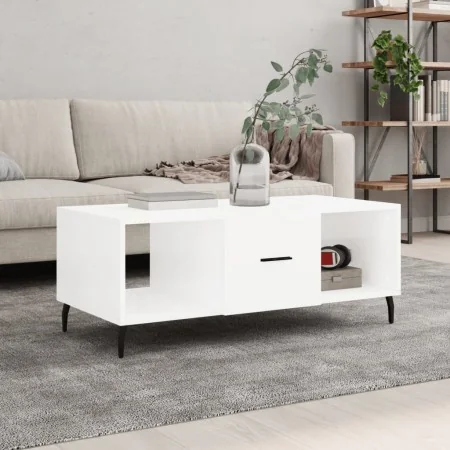 Mesa de centro madera contrachapada blanco brillo 102x50x40 cm by , Coffee table - Ref: Foro24-829318, Price: 51,95 €, Discou...