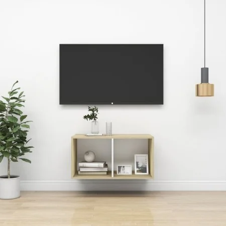 Mueble TV de pared madera contrachapada blanco roble 37x37x72cm von , TV-Möbel - Ref: Foro24-805476, Preis: 41,26 €, Rabatt: %