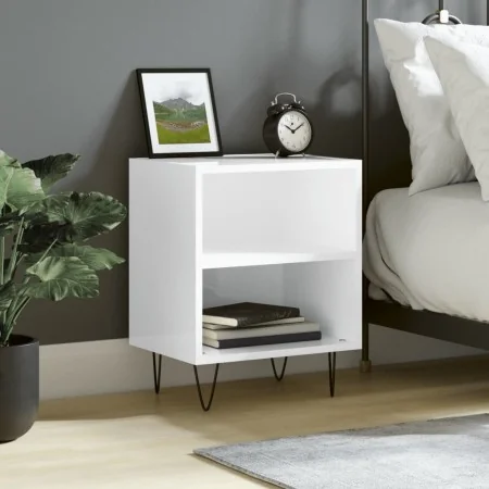 Mesita de noche madera de ingeniería blanco brillo 40x30x50 cm de , Mesitas de noche - Ref: Foro24-826784, Precio: 35,65 €, D...