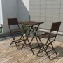 Mesa y sillas de jardín plegables 3 pzs acero poli ratán marrón de , Conjuntos de jardín - Ref: Foro24-42871, Precio: 152,79 ...