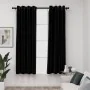 Cortinas opacas con ojales look de lino 2 pzas negro 140x175 cm de , Cortinas y visillos - Ref: Foro24-321152, Precio: 44,18 ...