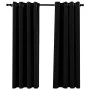 Cortinas opacas con ojales look de lino 2 pzas negro 140x175 cm de , Cortinas y visillos - Ref: Foro24-321152, Precio: 44,18 ...