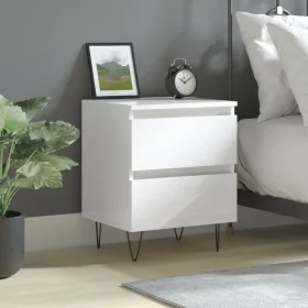 Mesita de noche madera contrachapada blanco brillo 40x35x50 cm by , Nightstands - Ref: Foro24-826880, Price: 60,19 €, Discoun...