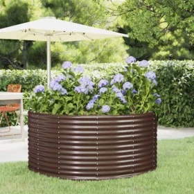 Jardinera acero con recubrimiento en polvo marrón 140x140x68 cm von , Töpfe und Pflanzgefäße - Ref: Foro24-319090, Preis: 50,...