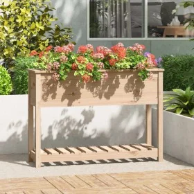 Jardinera con estante madera maciza de pino 111,5x34,5x81 cm von , Töpfe und Pflanzgefäße - Ref: Foro24-823766, Preis: 96,97 ...