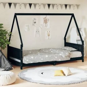 Estructura de cama para niños madera de pino negro 90x190 cm by , Cribs and beds for children - Ref: Foro24-834509, Price: 14...
