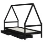 Estructura cama infantil y cajones madera pino negro 90x190 cm de , Cunas y camas para niños - Ref: Foro24-834479, Precio: 16...