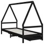 Estructura cama infantil y cajones madera pino negro 90x190 cm de , Cunas y camas para niños - Ref: Foro24-834479, Precio: 16...