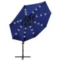 Sombrilla jardín voladiza palo y luces LED azul celeste 300 cm by , Umbrellas - Ref: Foro24-312333, Price: 147,39 €, Discount: %
