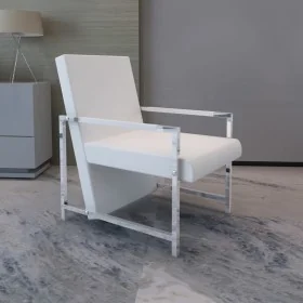 Sillón con patas cromadas cuero sintético blanco by , Armchairs - Ref: Foro24-241007, Price: 120,73 €, Discount: %
