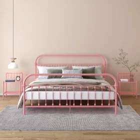 Mesitas de noche 2 unidades metal y vidrio rosa y transparente by , Nightstands - Ref: Foro24-325103, Price: 64,51 €, Discoun...