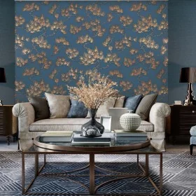 DUTCH WALLCOVERINGS Papel de pared pino dorado y azul by , Painted paper - Ref: Foro24-437401, Price: 39,64 €, Discount: %