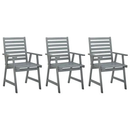 Sillas de comedor de jardín 3 uds madera maciza de acacia gris by , Garden chairs - Ref: Foro24-312416, Price: 255,78 €, Disc...
