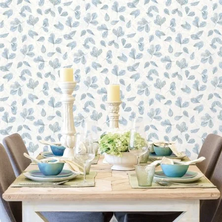 Evergreen Papel pintado Leaves blanco y azul by , Painted paper - Ref: Foro24-434269, Price: 31,96 €, Discount: %