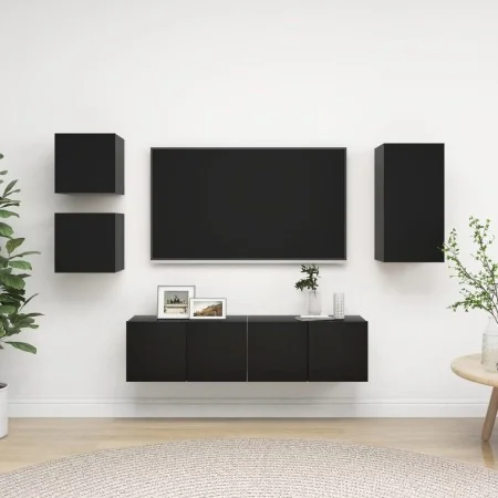 Set de muebles de TV 5 piezas madera contrachapada negro von , TV-Möbel - Ref: Foro24-3078800, Preis: 138,59 €, Rabatt: %