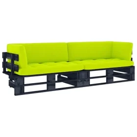Sofá de palets 2 plazas cojines madera pino impregnada negro by , Garden sets - Ref: Foro24-3066659, Price: 212,17 €, Discoun...
